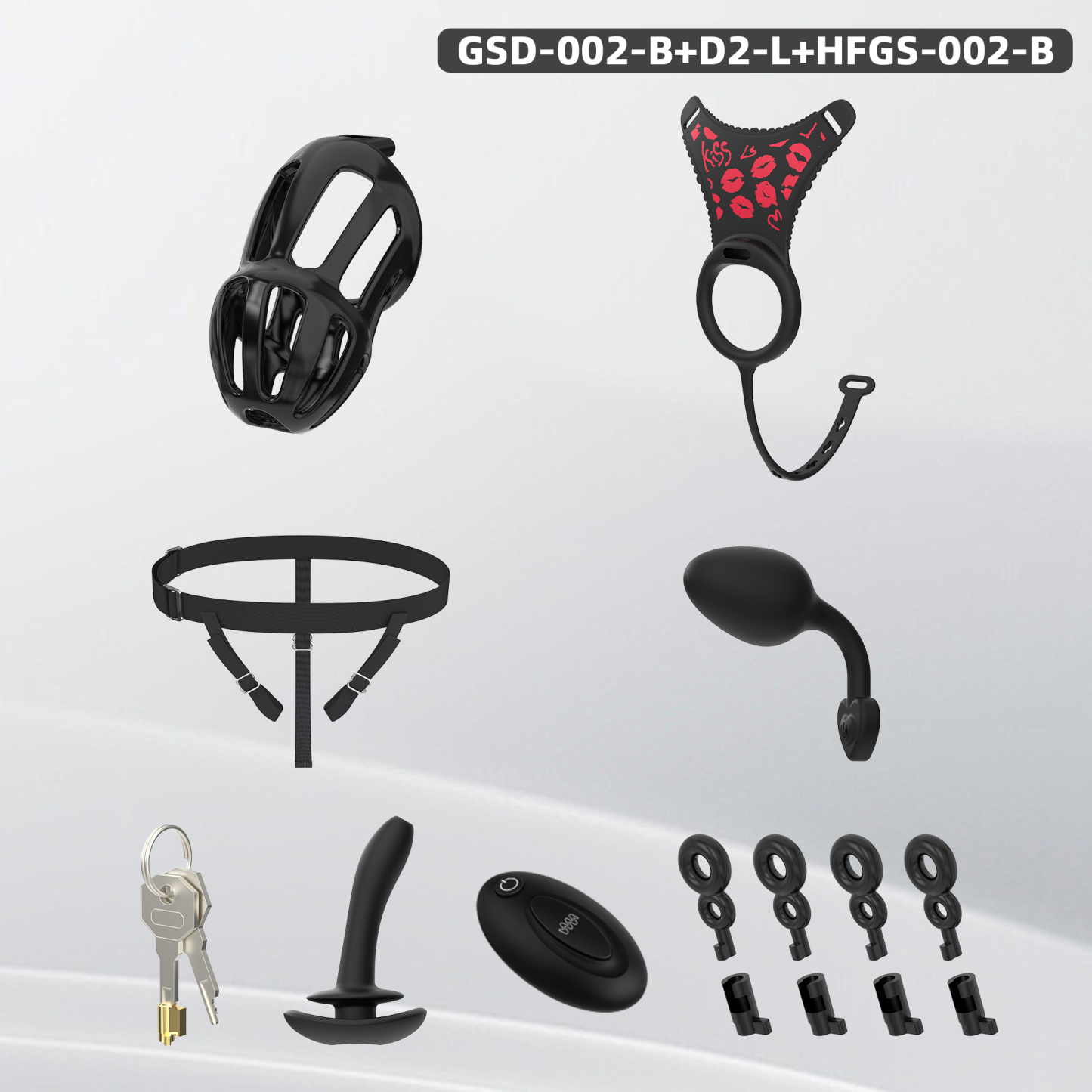 Silicone Wearable Chastity Cage with Vibrating Butt Plug & Remote Control 
