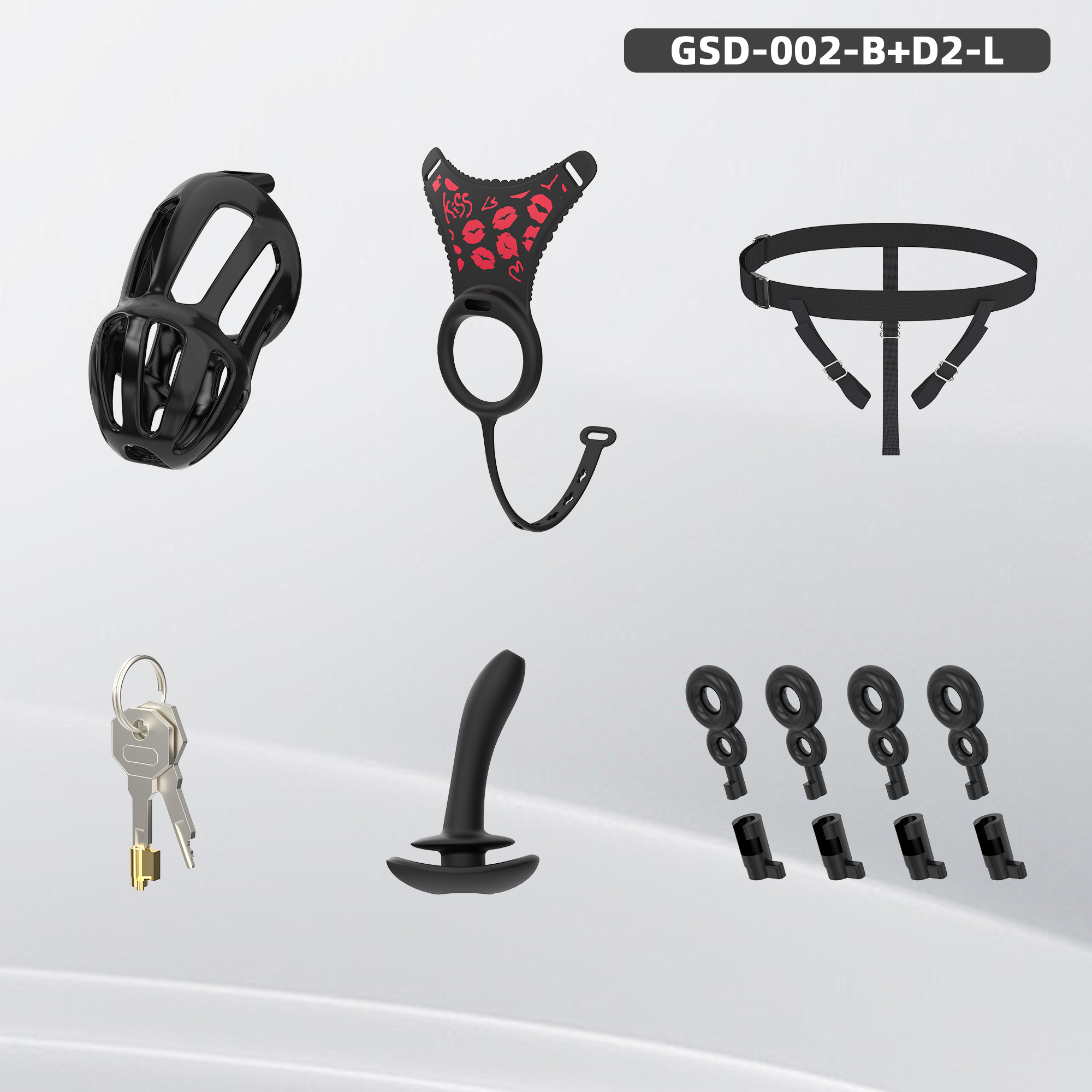 Silicone Wearable Chastity Cage with Vibrating Butt Plug & Remote Control 