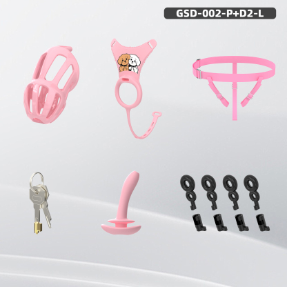 Silicone Wearable Chastity Cage with Vibrating Butt Plug & Remote Control 