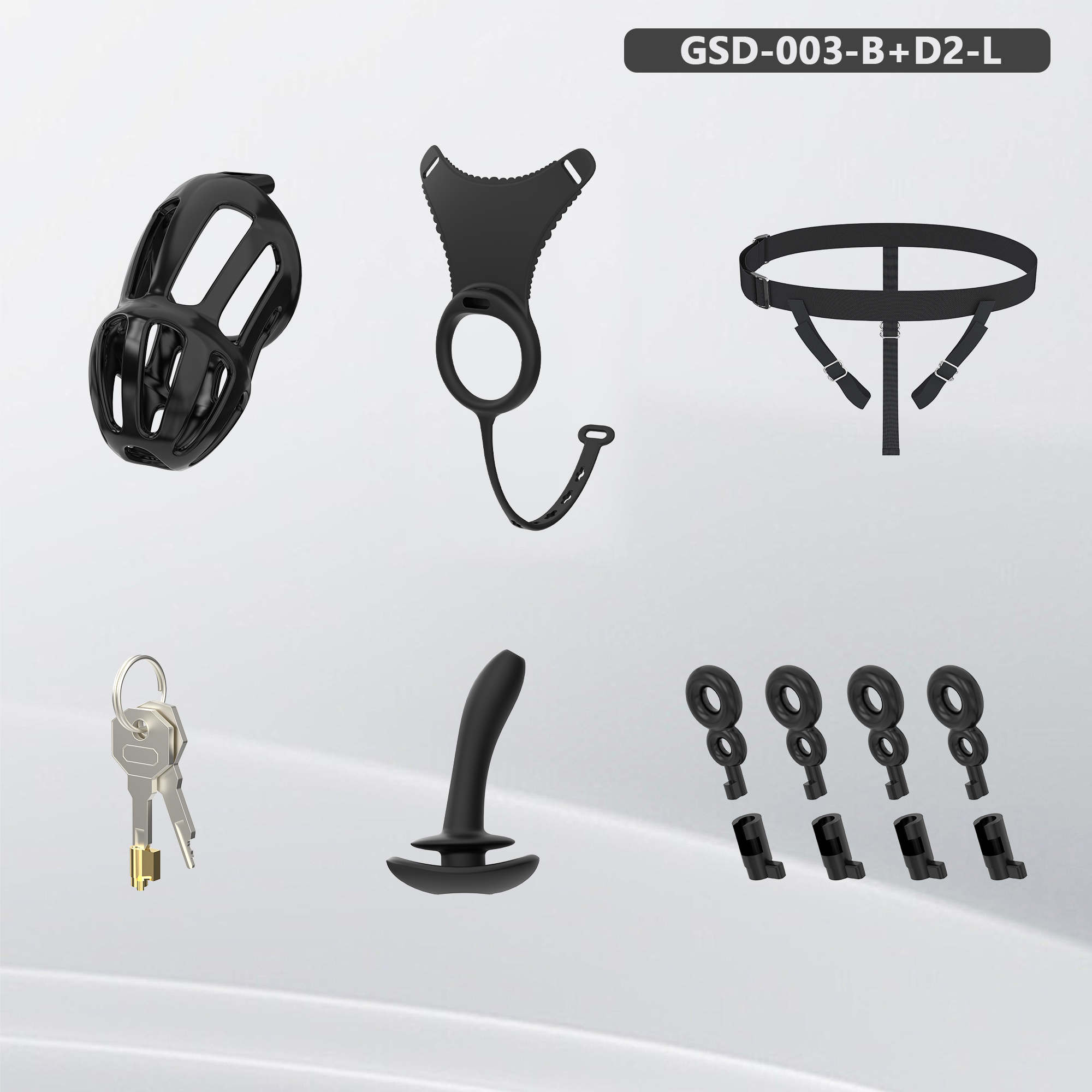 Silicone Wearable Chastity Cage with Vibrating Butt Plug & Remote Control 