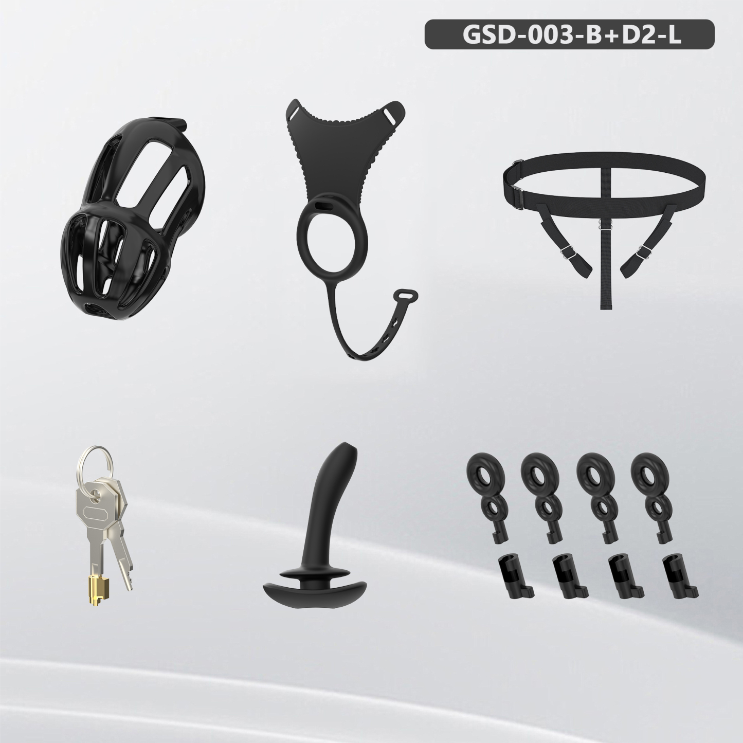 Silicone Wearable Chastity Cage with Vibrating Butt Plug & Remote Control 
