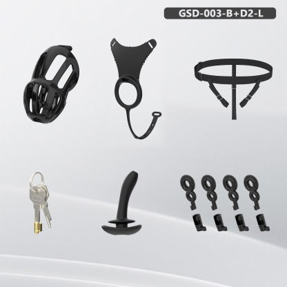 Silicone Wearable Chastity Cage with Vibrating Butt Plug & Remote Control 