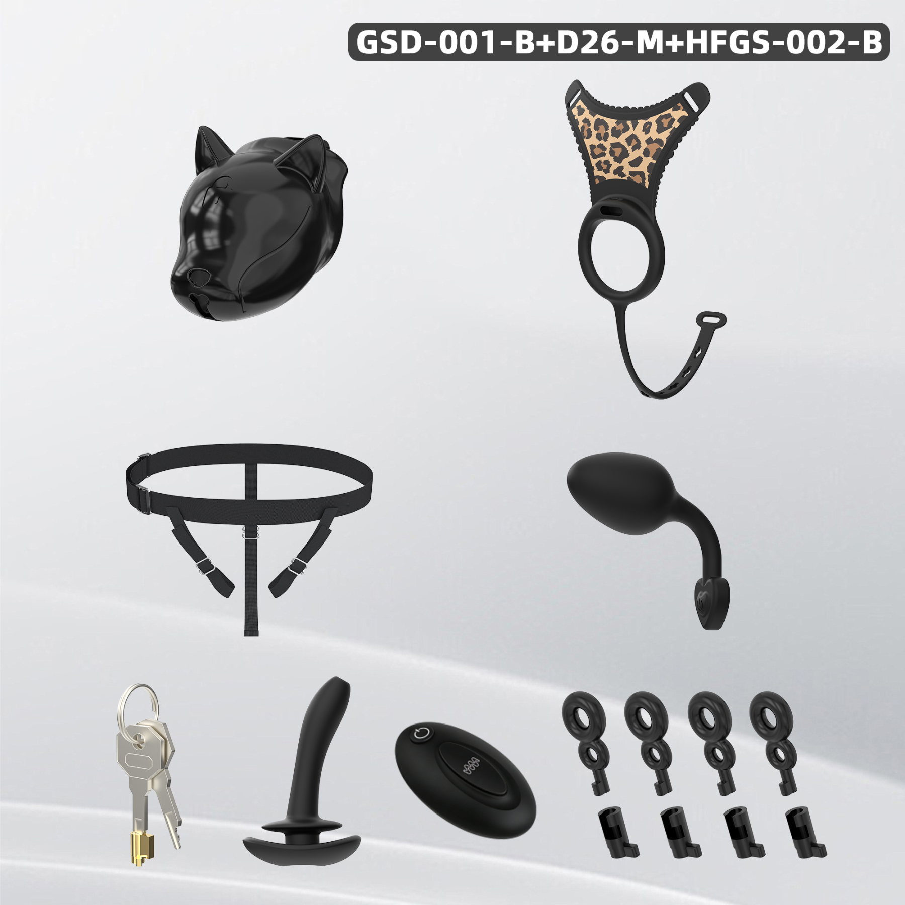 Puppy Head Chastity Cage Set with Underwear & Plug – GSD Series BDSM Restraint Kit
