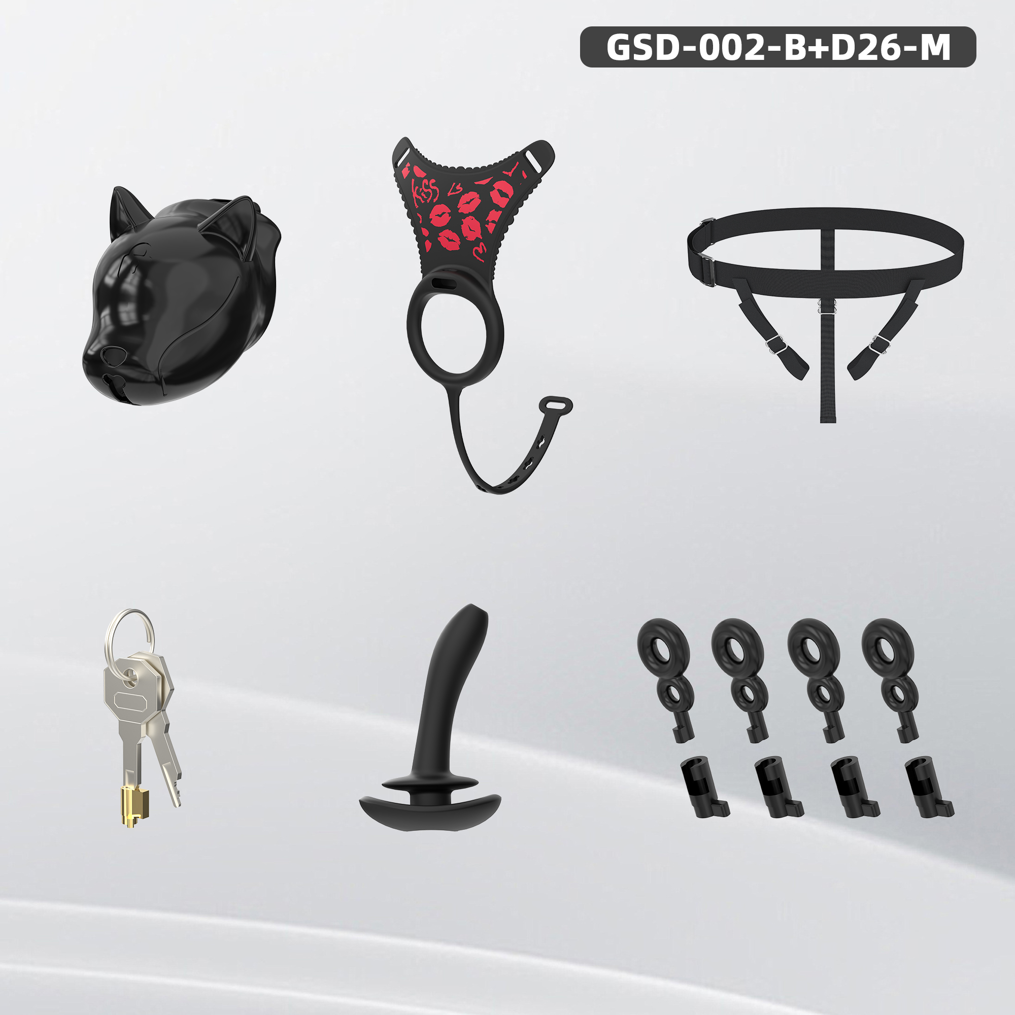 Puppy Head Chastity Cage Set with Underwear & Plug – GSD Series BDSM Restraint Kit