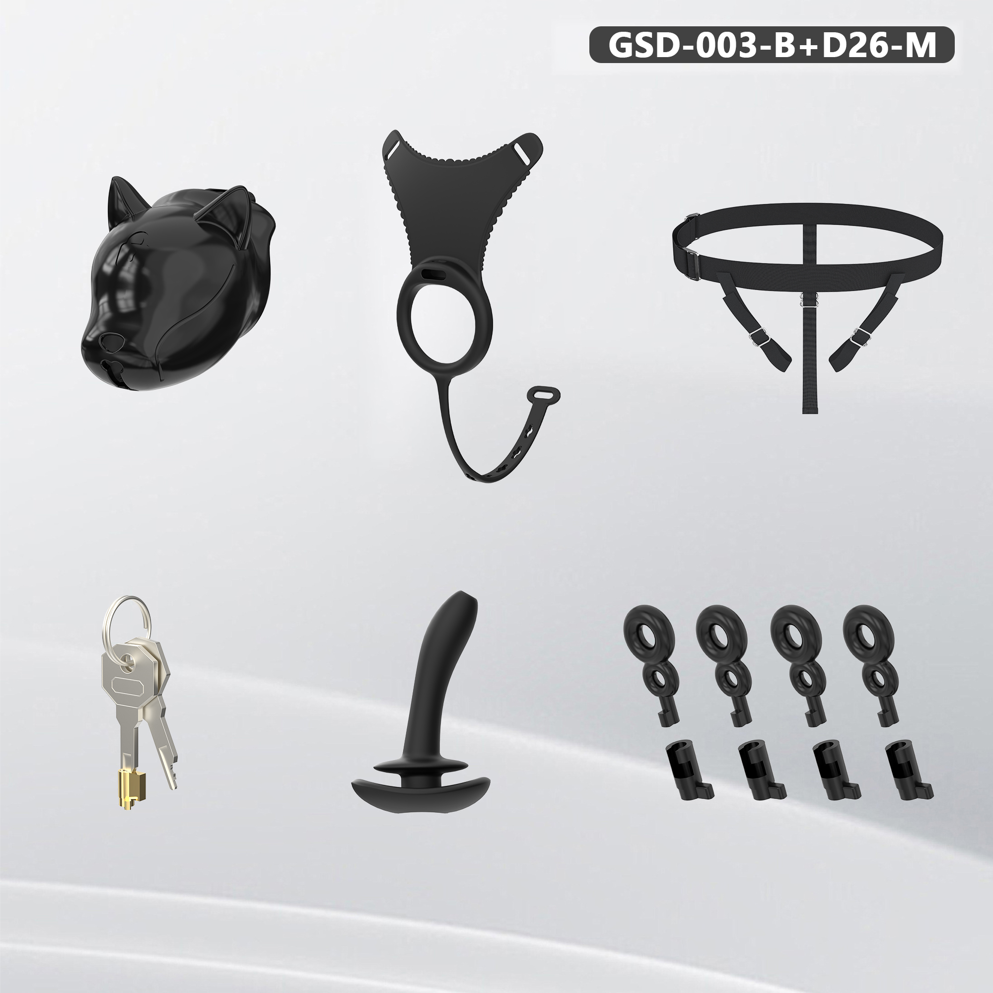 Puppy Head Chastity Cage Set with Underwear & Plug – GSD Series BDSM Restraint Kit