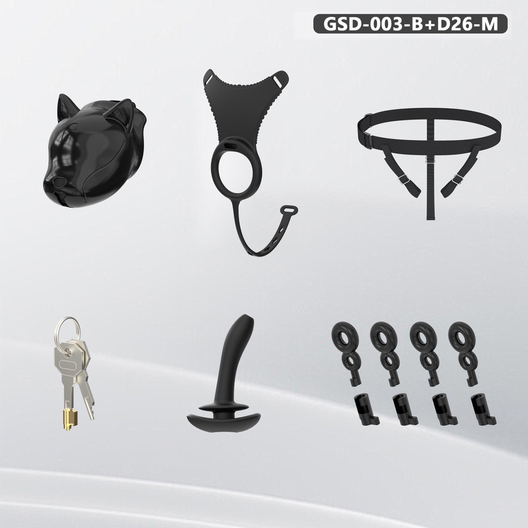 Puppy Head Chastity Cage Set with Underwear & Plug – GSD Series BDSM Restraint Kit