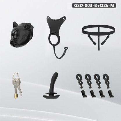 Puppy Head Chastity Cage Set with Underwear & Plug – GSD Series BDSM Restraint Kit