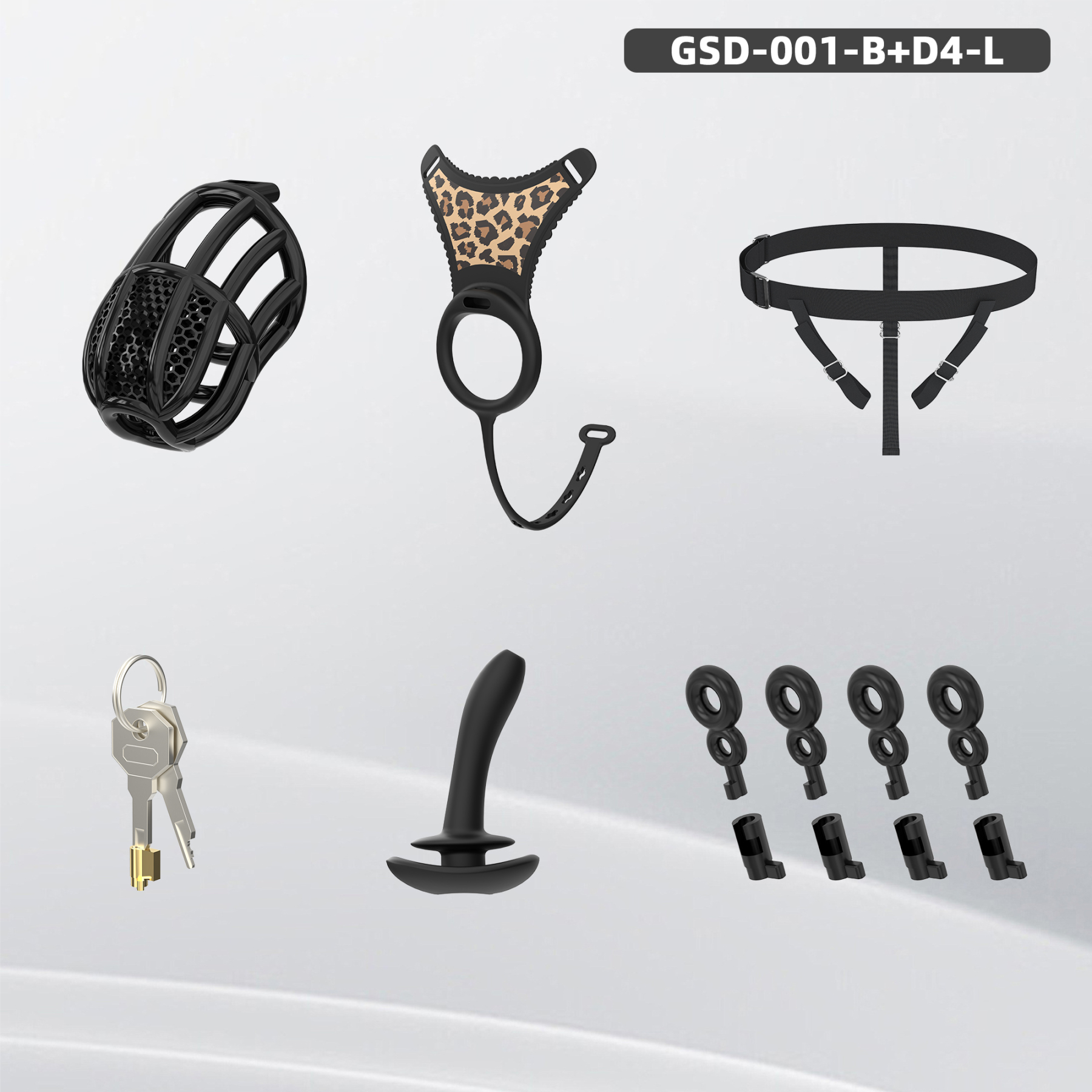 Remote Control Silicone Chastity Device with Adjustable Angle Anal Plug – Breathable Cage System (S/M/L) 