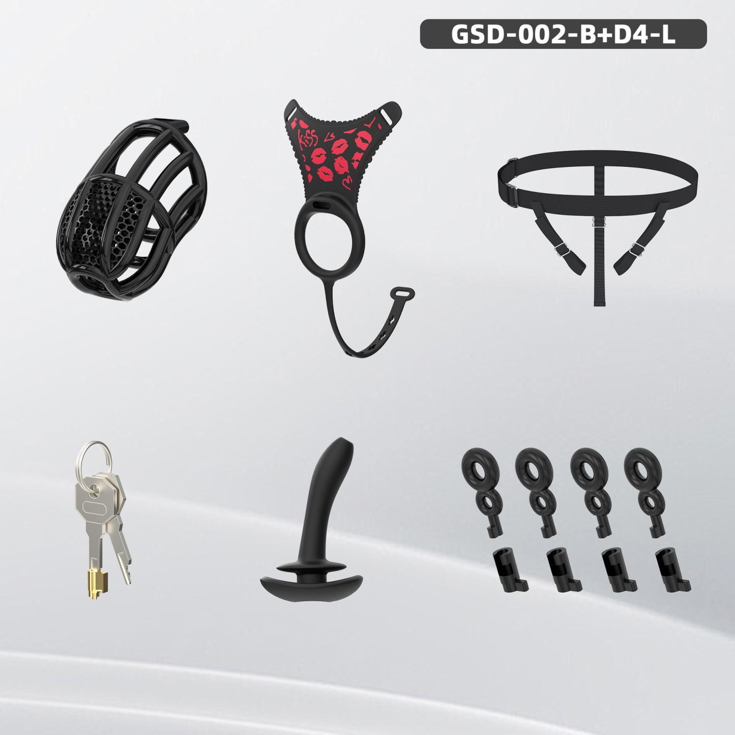 Remote Control Silicone Chastity Device with Adjustable Angle Anal Plug – Breathable Cage System (S/M/L) 