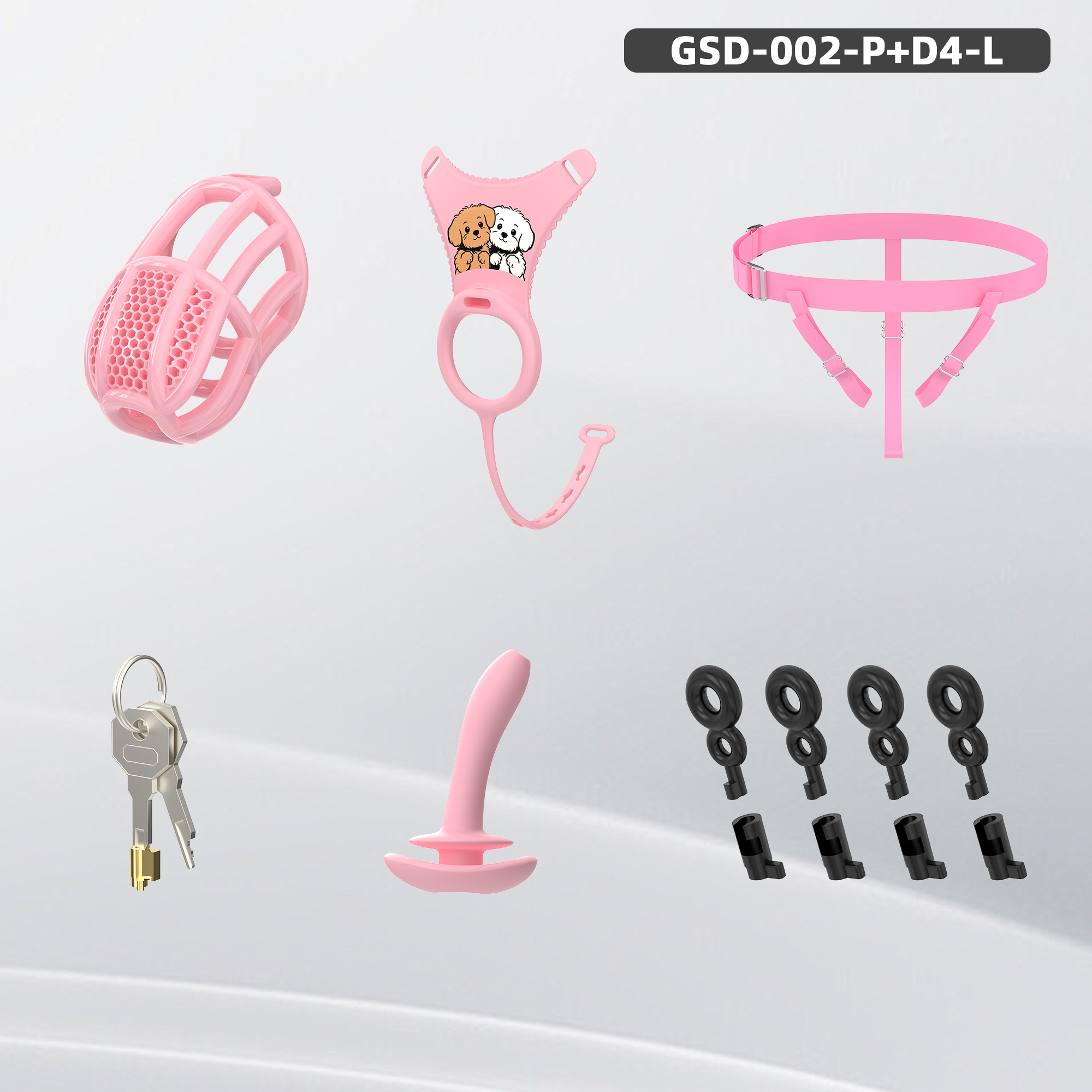 Remote Control Silicone Chastity Device with Adjustable Angle Anal Plug – Breathable Cage System (S/M/L) 