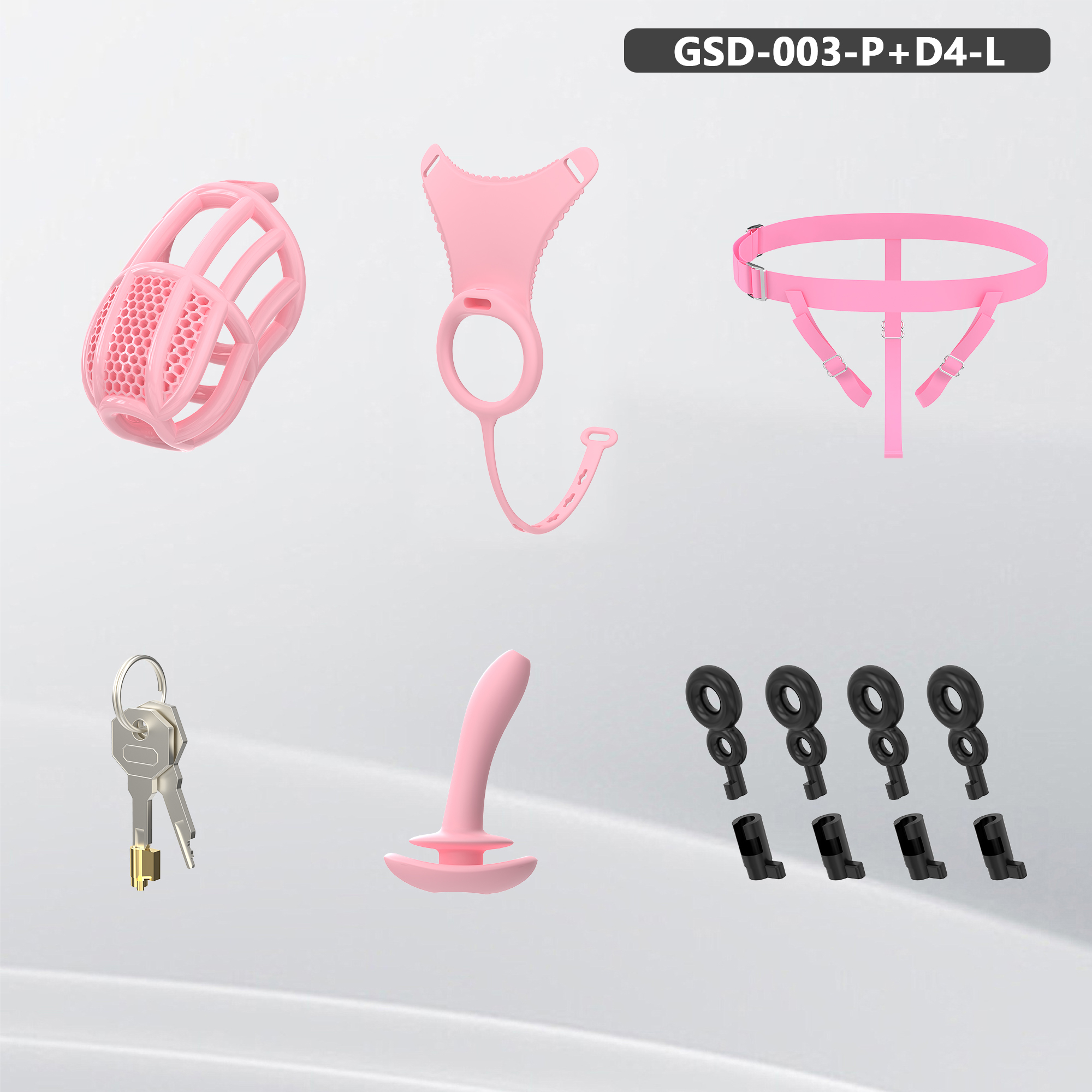 Remote Control Silicone Chastity Device with Adjustable Angle Anal Plug – Breathable Cage System (S/M/L) 