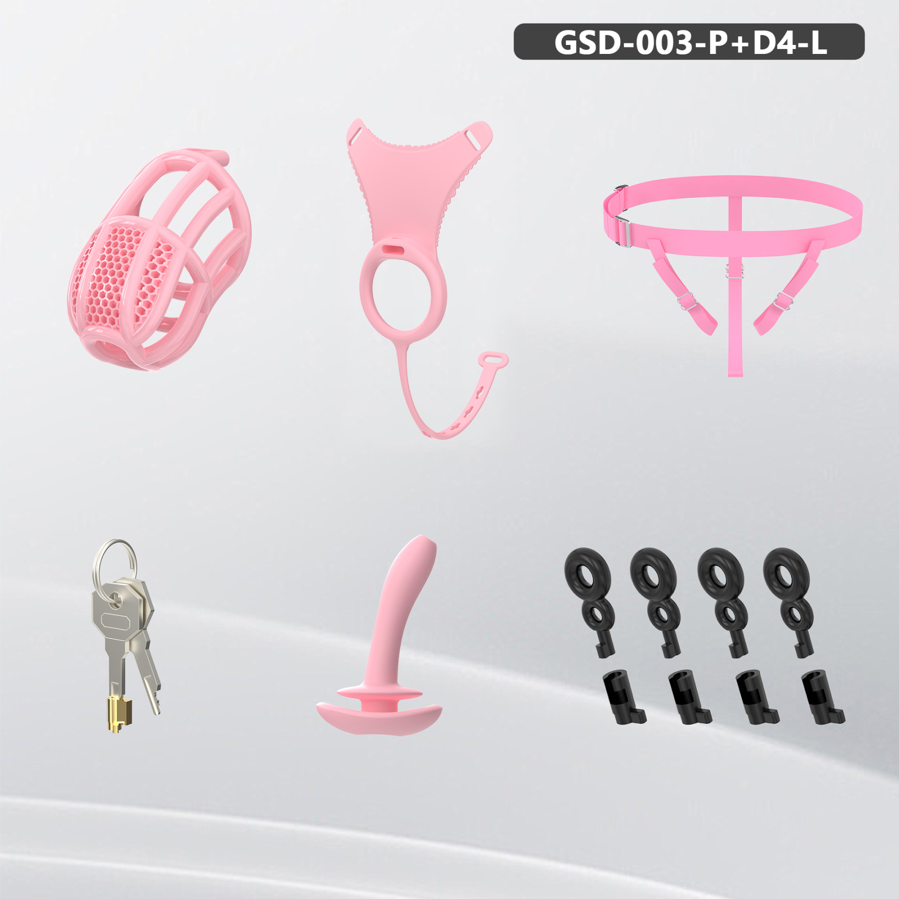 Remote Control Silicone Chastity Device with Adjustable Angle Anal Plug – Breathable Cage System (S/M/L) 