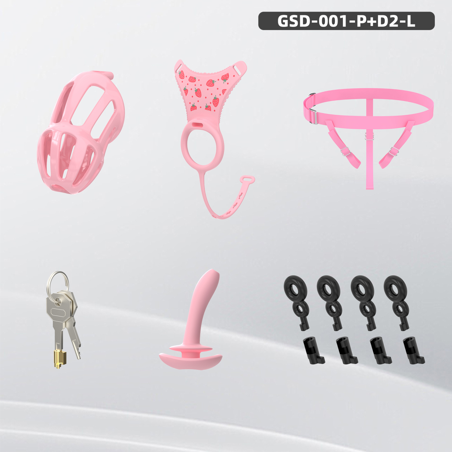 Silicone Wearable Chastity Cage with Vibrating Butt Plug & Remote Control 