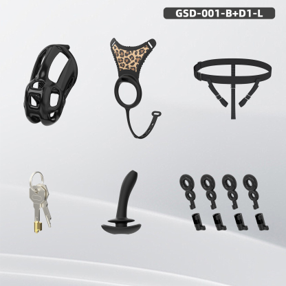 Leopard Print Wearable Chastity Cage with Remote Vibrating Plug