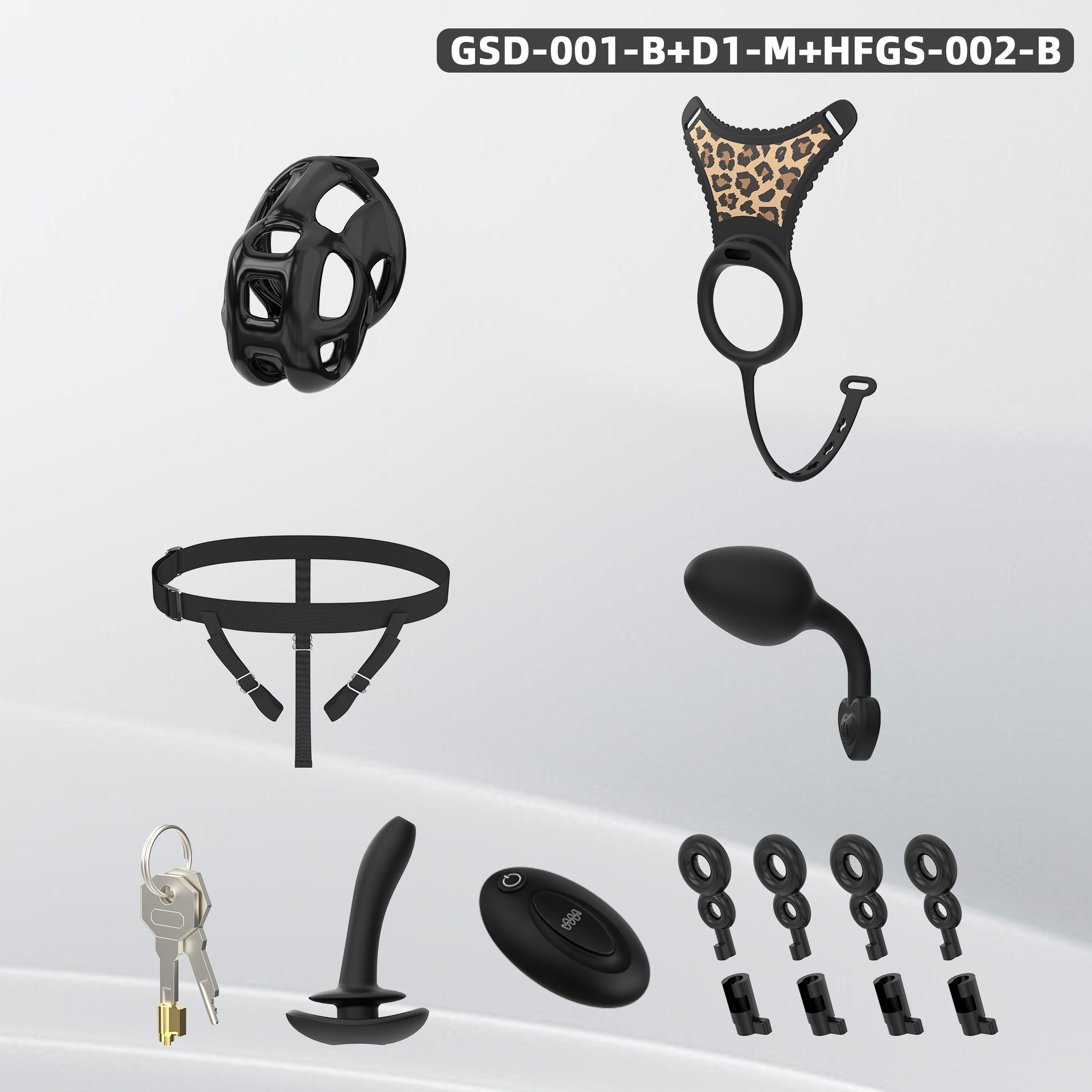 Leopard Print Wearable Chastity Cage with Remote Vibrating Plug