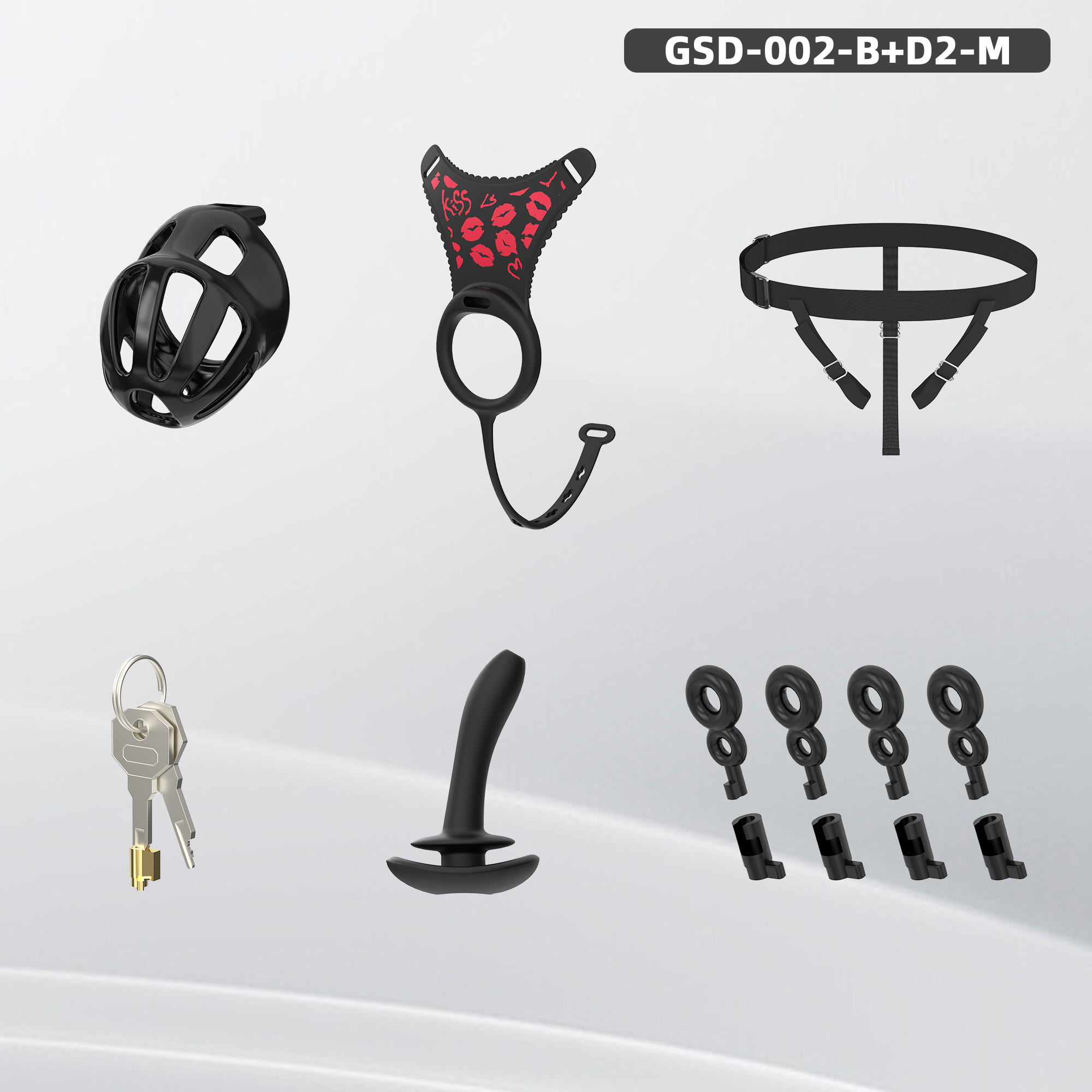 Silicone Wearable Chastity Cage with Vibrating Butt Plug & Remote Control 