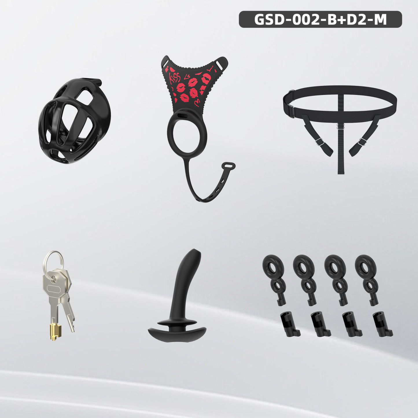 Silicone Wearable Chastity Cage with Vibrating Butt Plug & Remote Control 