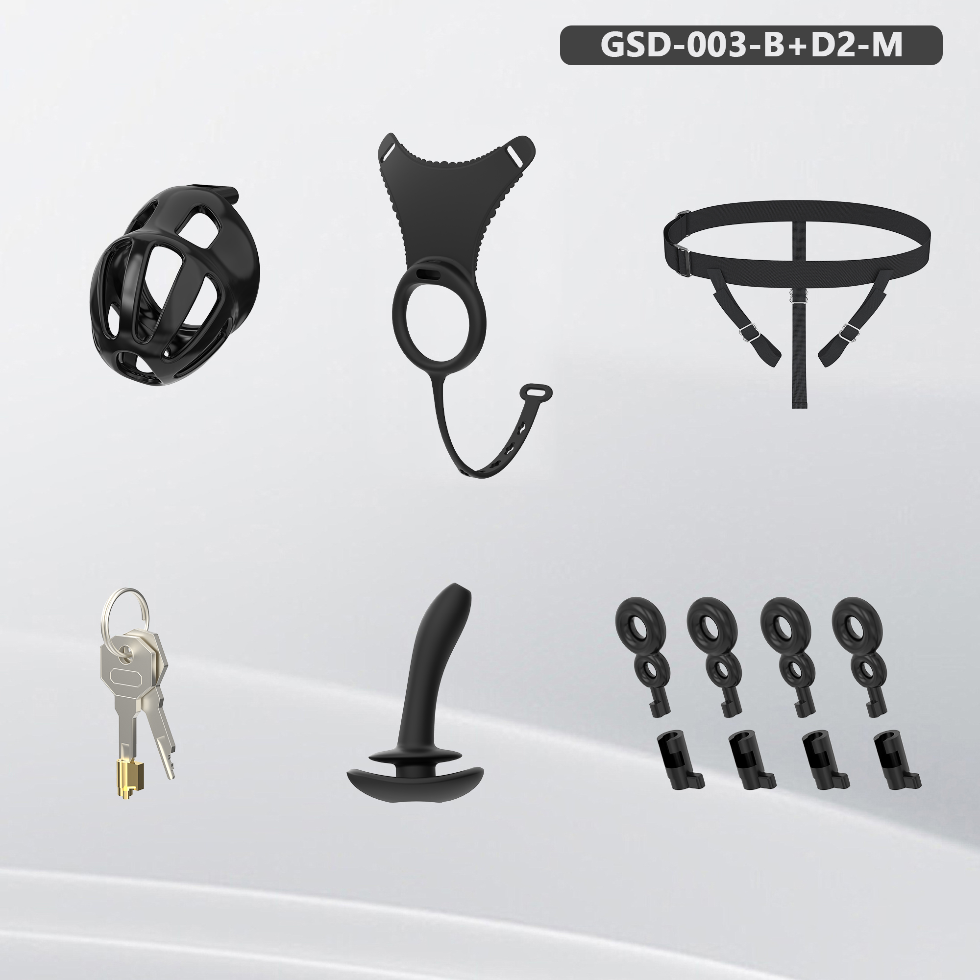 Silicone Wearable Chastity Cage with Vibrating Butt Plug & Remote Control 