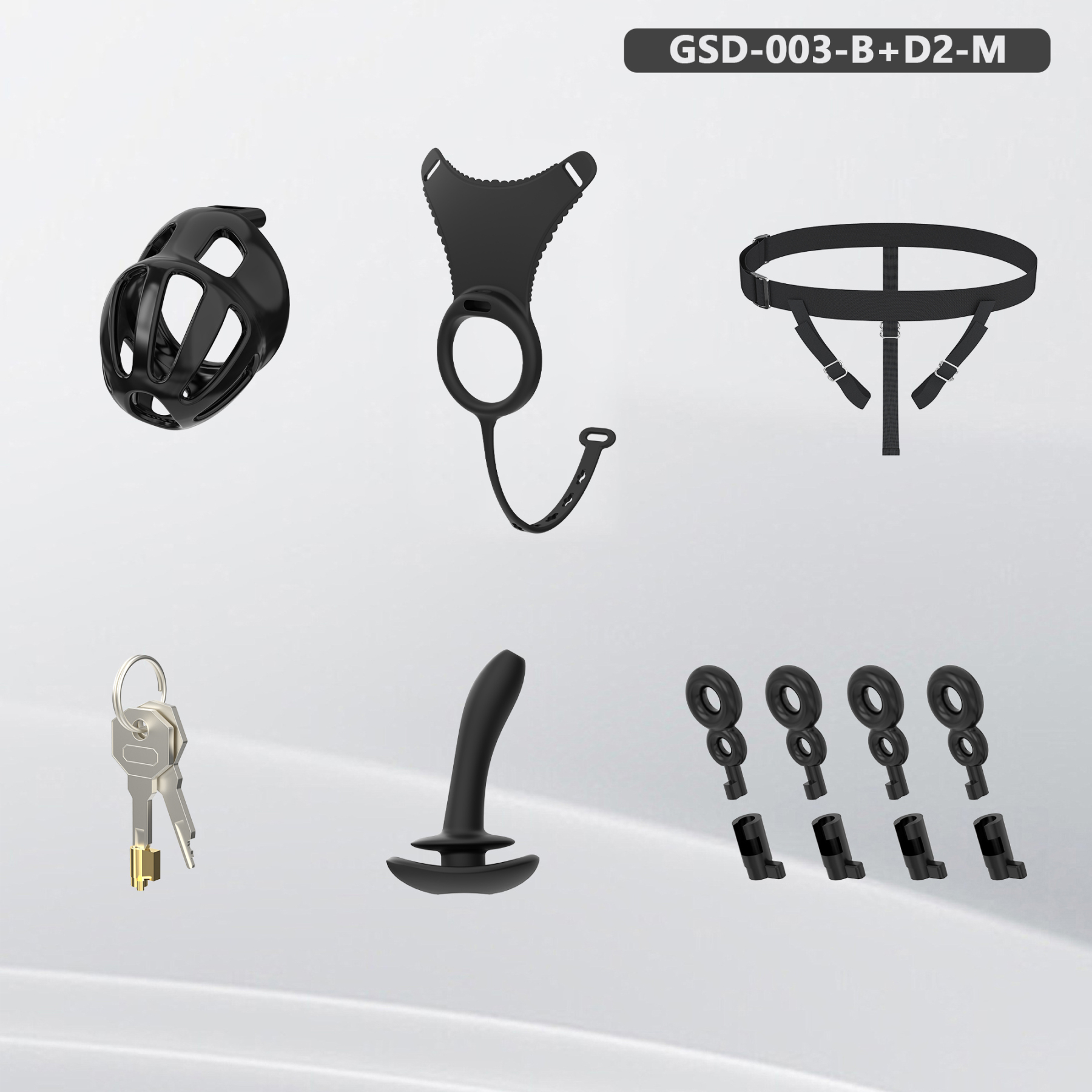 Silicone Wearable Chastity Cage with Vibrating Butt Plug & Remote Control 