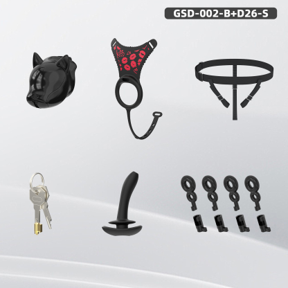Puppy Head Chastity Cage Set with Underwear & Plug – GSD Series BDSM Restraint Kit