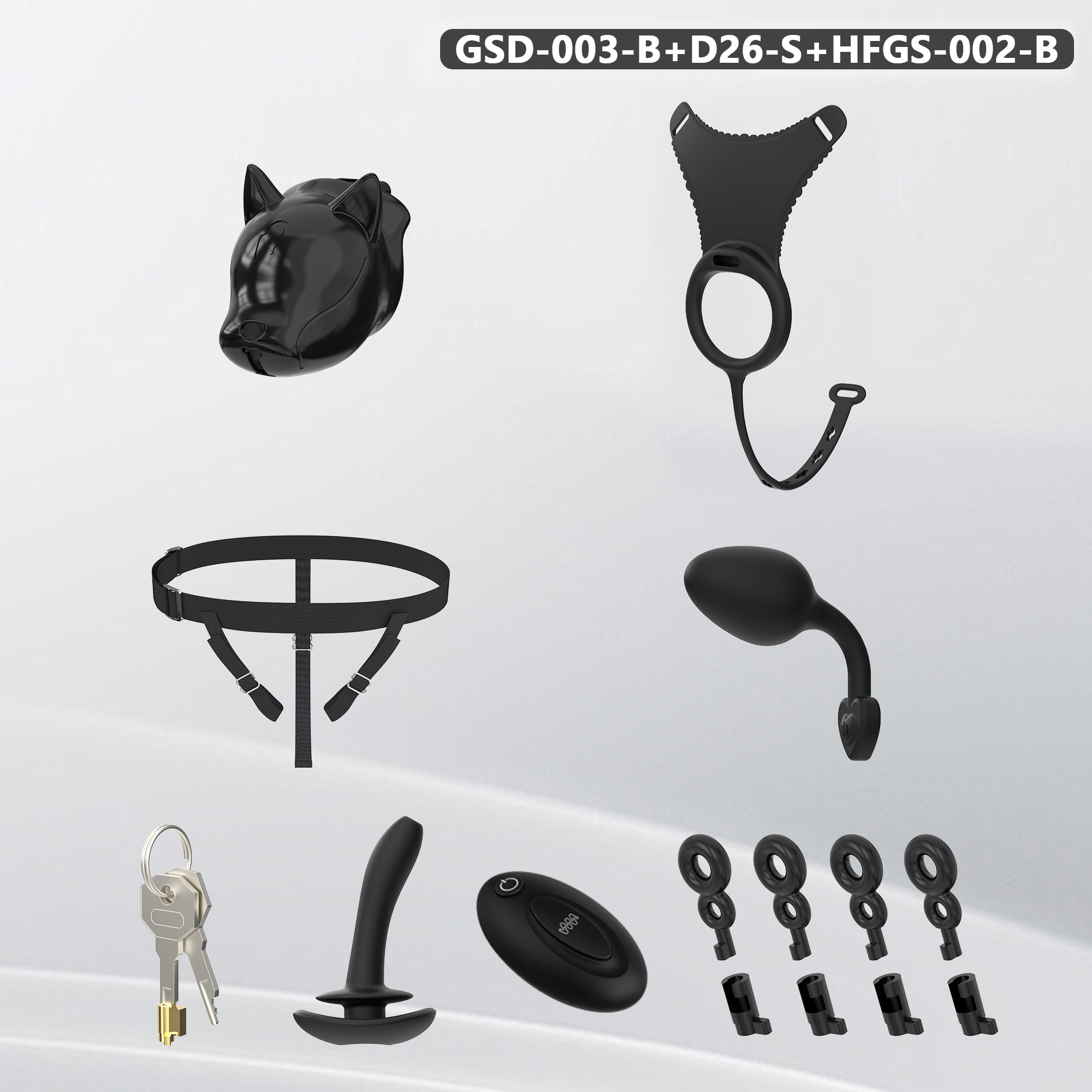 Puppy Head Chastity Cage Set with Underwear & Plug – GSD Series BDSM Restraint Kit