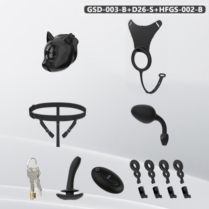 Puppy Head Chastity Cage Set with Underwear & Plug – GSD Series BDSM Restraint Kit