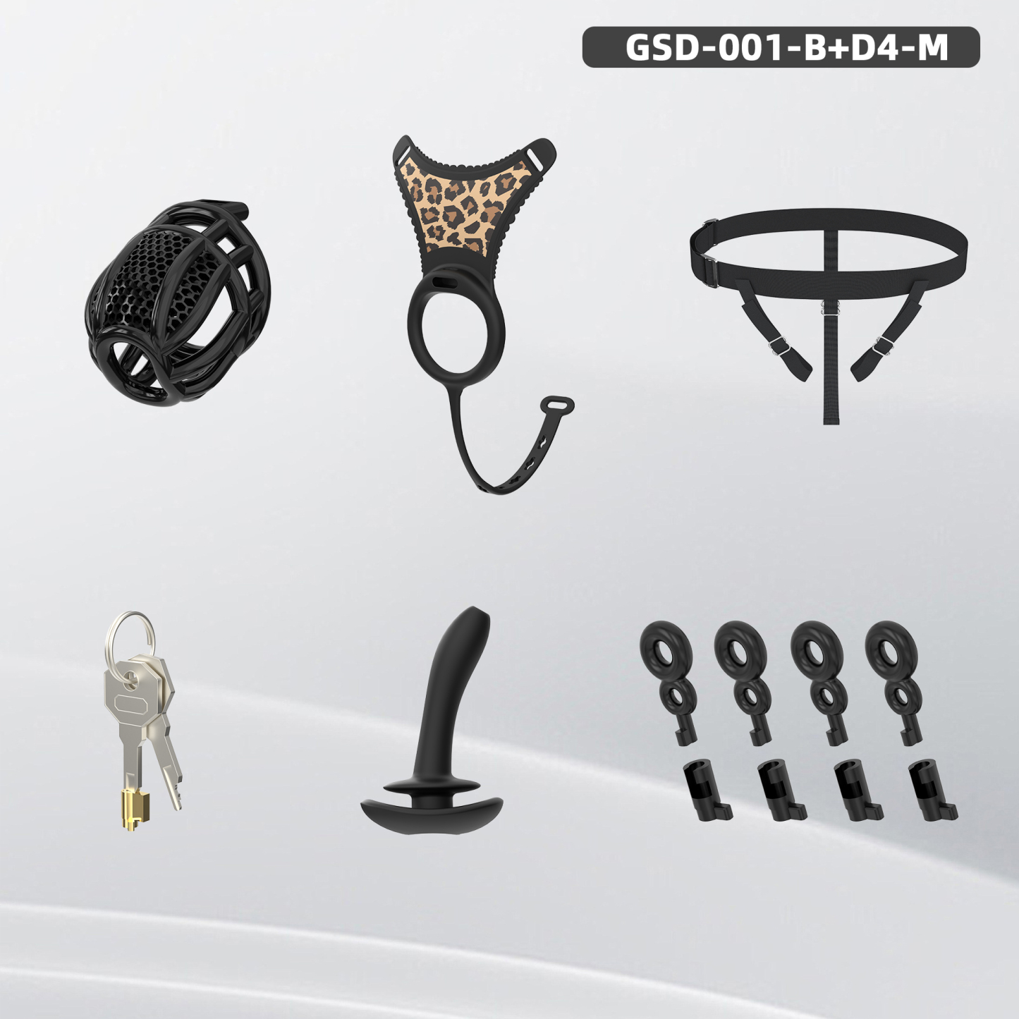 Remote Control Silicone Chastity Device with Adjustable Angle Anal Plug – Breathable Cage System (S/M/L) 
