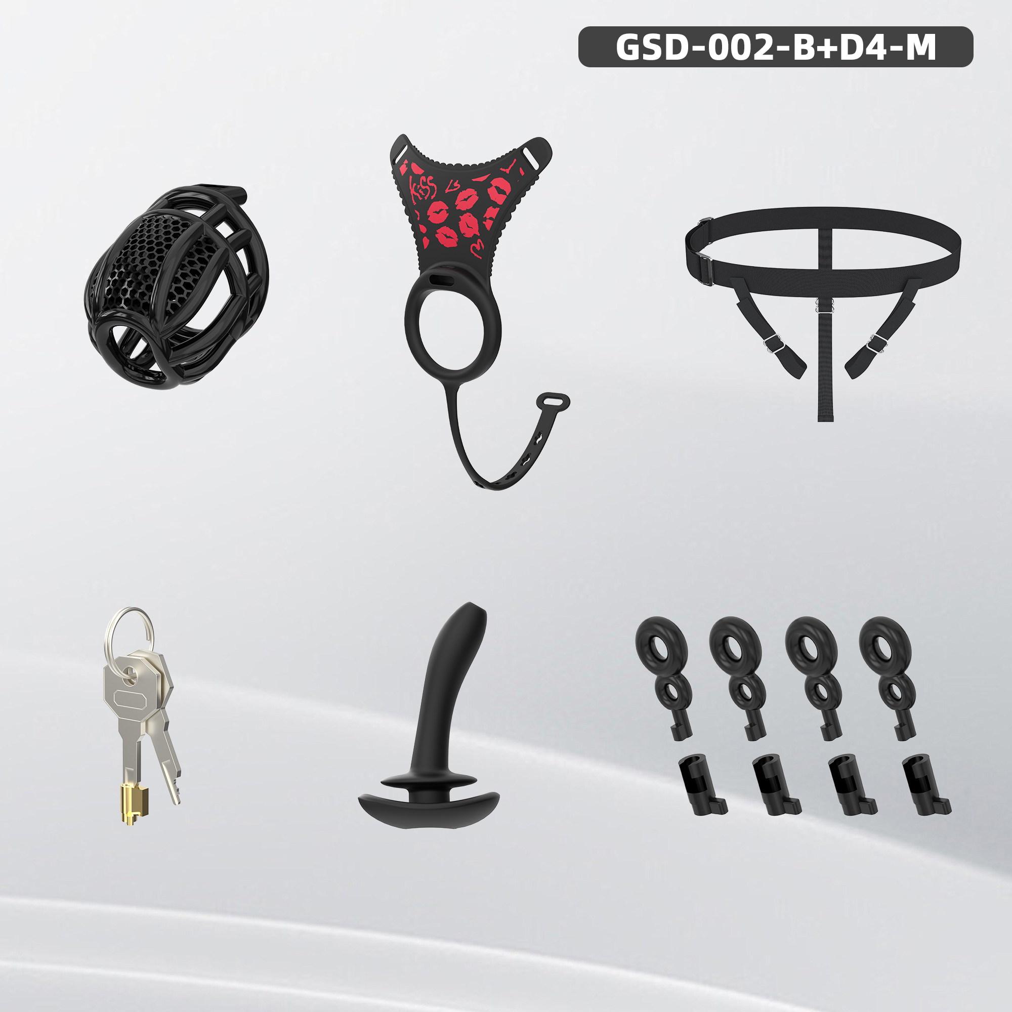 Remote Control Silicone Chastity Device with Adjustable Angle Anal Plug – Breathable Cage System (S/M/L) 