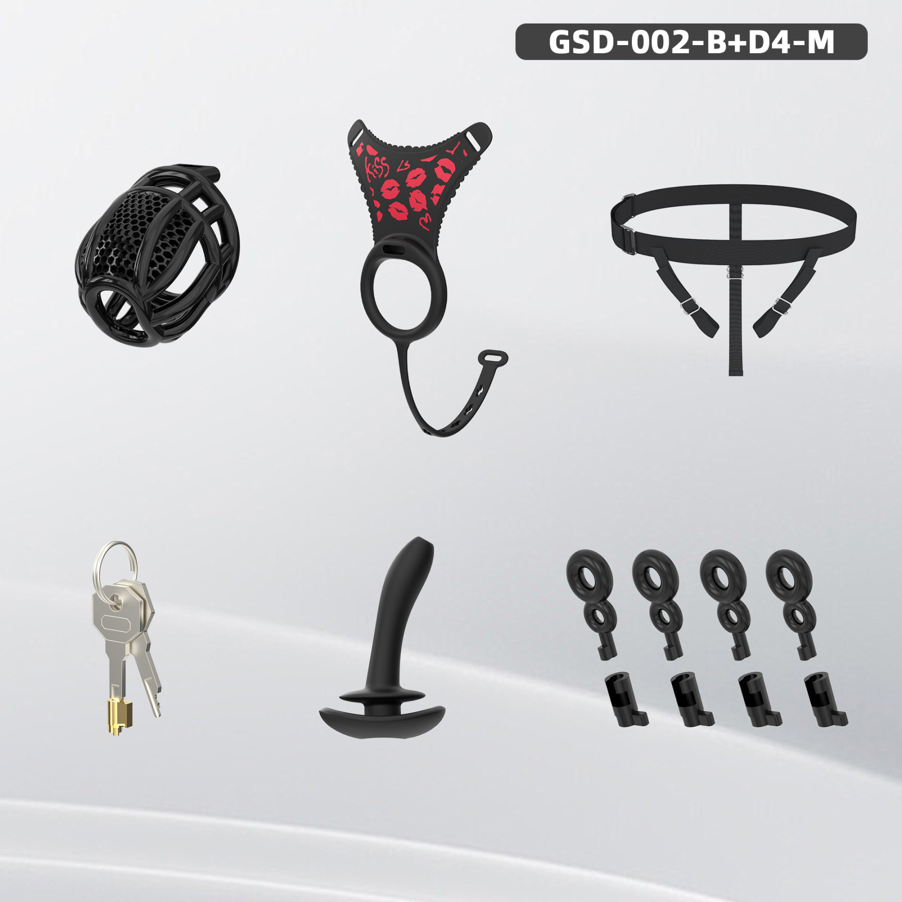 Remote Control Silicone Chastity Device with Adjustable Angle Anal Plug – Breathable Cage System (S/M/L) 