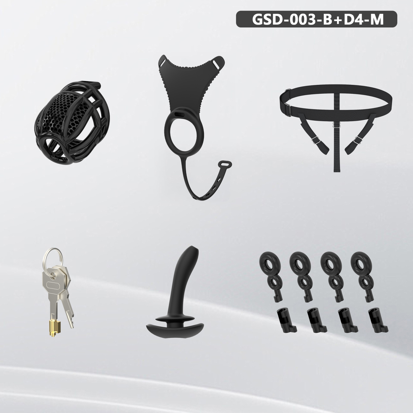 Remote Control Silicone Chastity Device with Adjustable Angle Anal Plug – Breathable Cage System (S/M/L) 