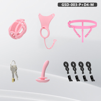 Remote Control Silicone Chastity Device with Adjustable Angle Anal Plug – Breathable Cage System (S/M/L) 