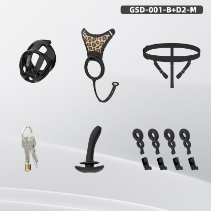 Silicone Wearable Chastity Cage with Vibrating Butt Plug & Remote Control 