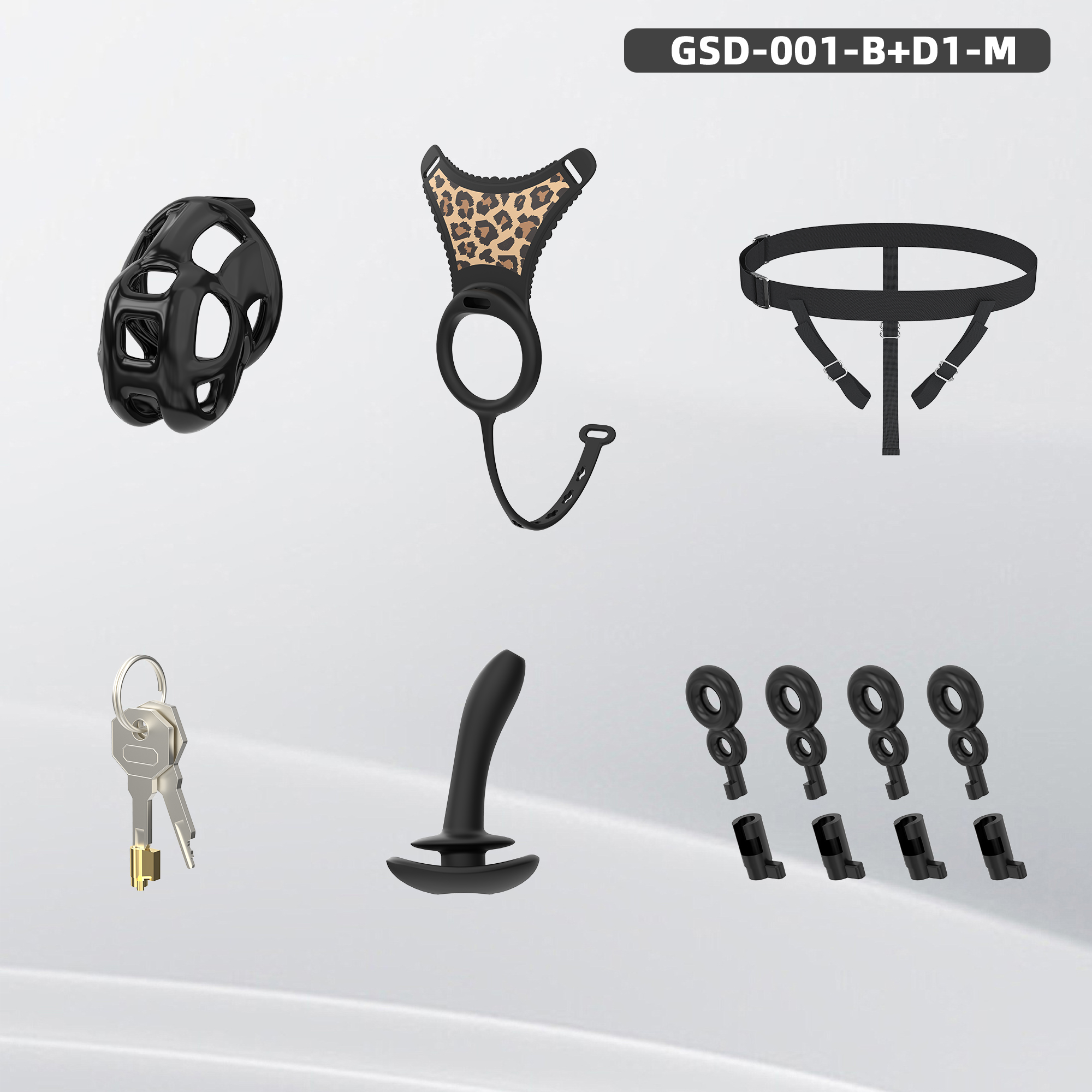 Leopard Print Wearable Chastity Cage with Remote Vibrating Plug