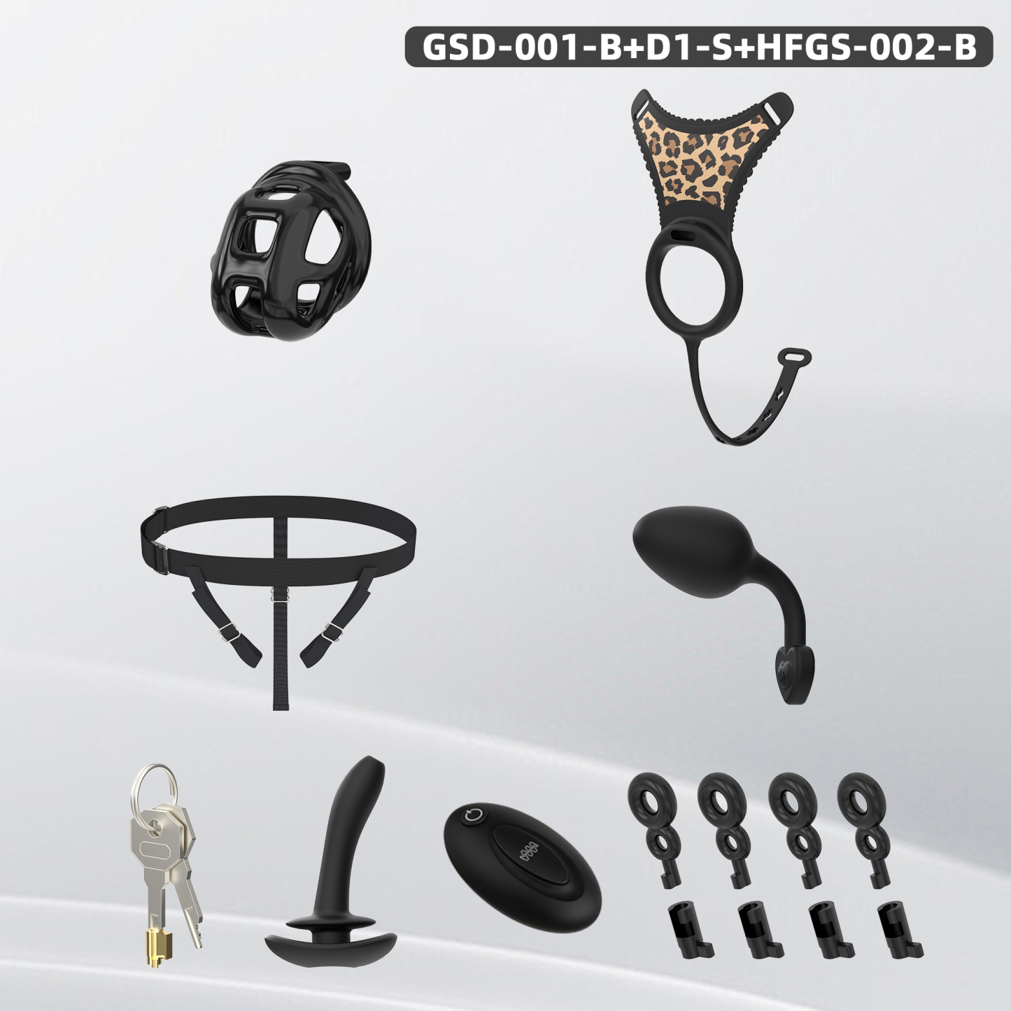 Leopard Print Wearable Chastity Cage with Remote Vibrating Plug