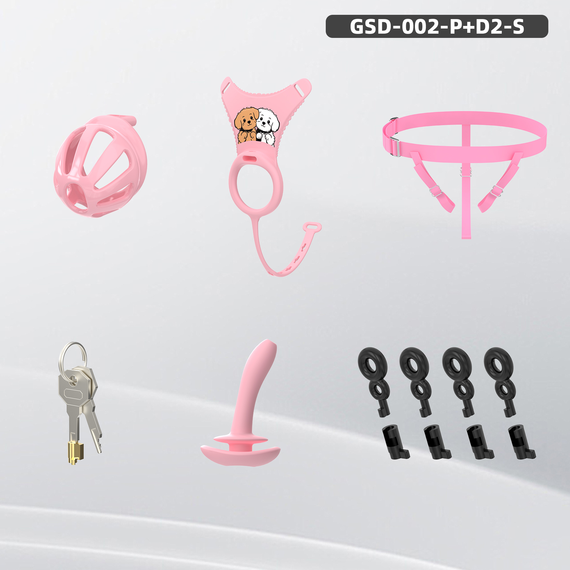 Silicone Wearable Chastity Cage with Vibrating Butt Plug & Remote Control 