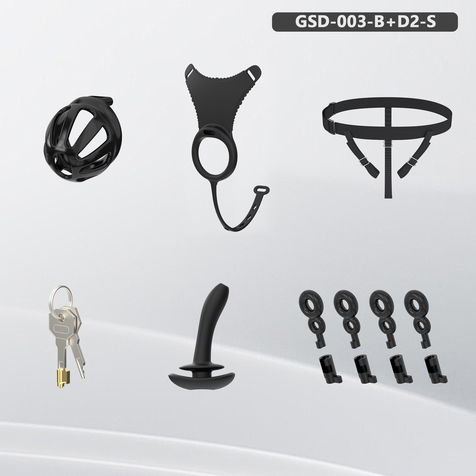 Silicone Wearable Chastity Cage with Vibrating Butt Plug & Remote Control 