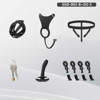 Silicone Wearable Chastity Cage with Vibrating Butt Plug & Remote Control 