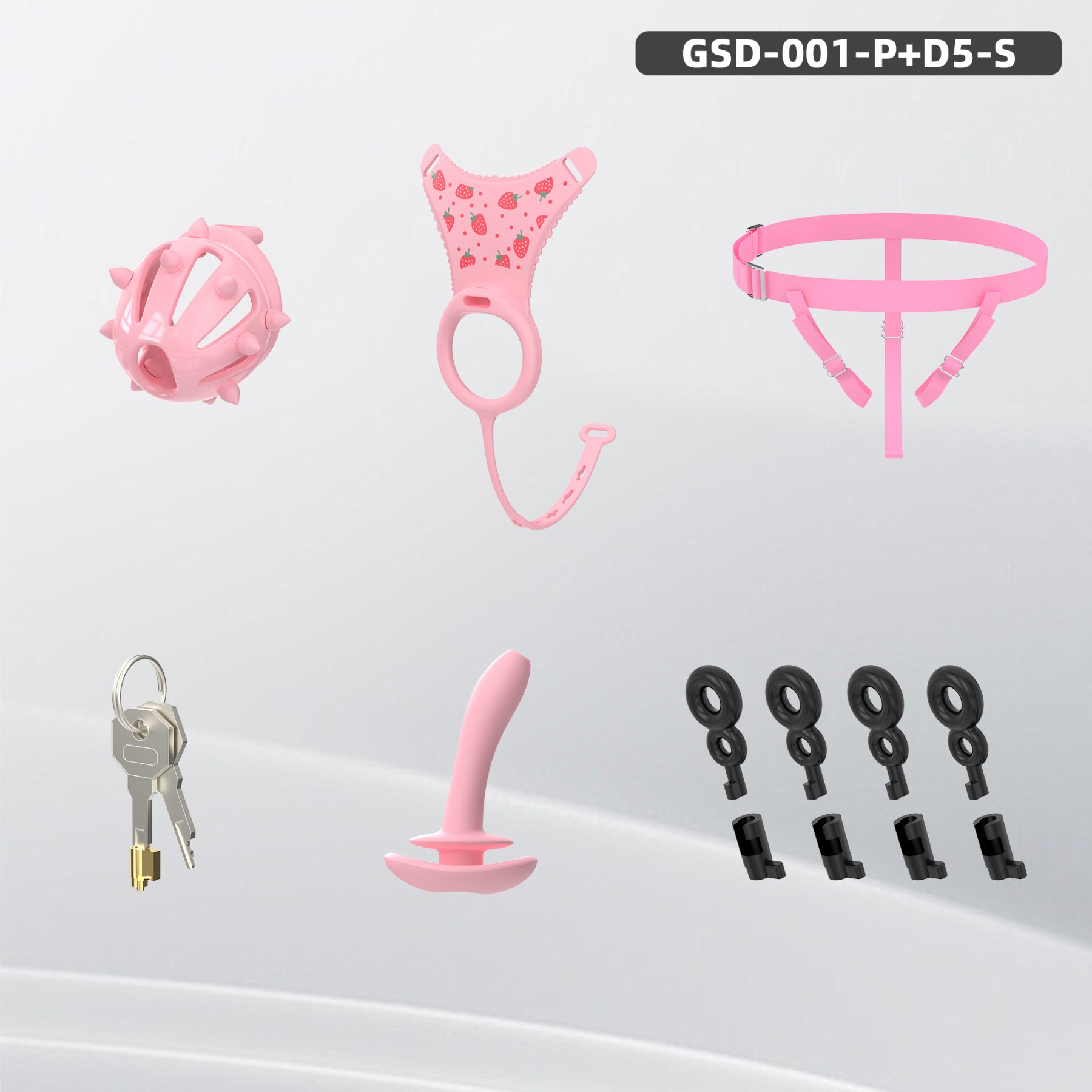 Spiked Chastity Cage Harness Set with Remote Vibrating Anal Plug