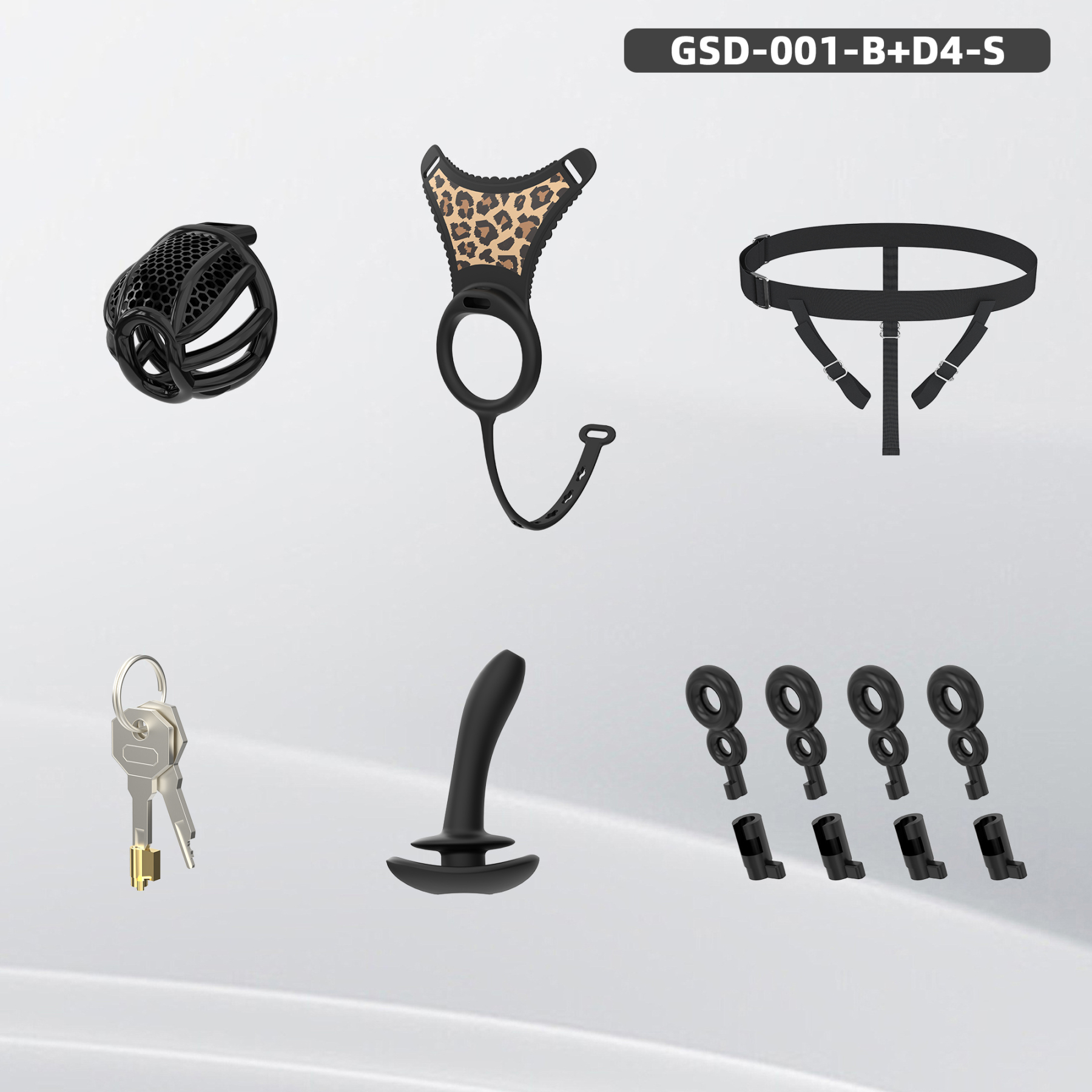 Remote Control Silicone Chastity Device with Adjustable Angle Anal Plug – Breathable Cage System (S/M/L)