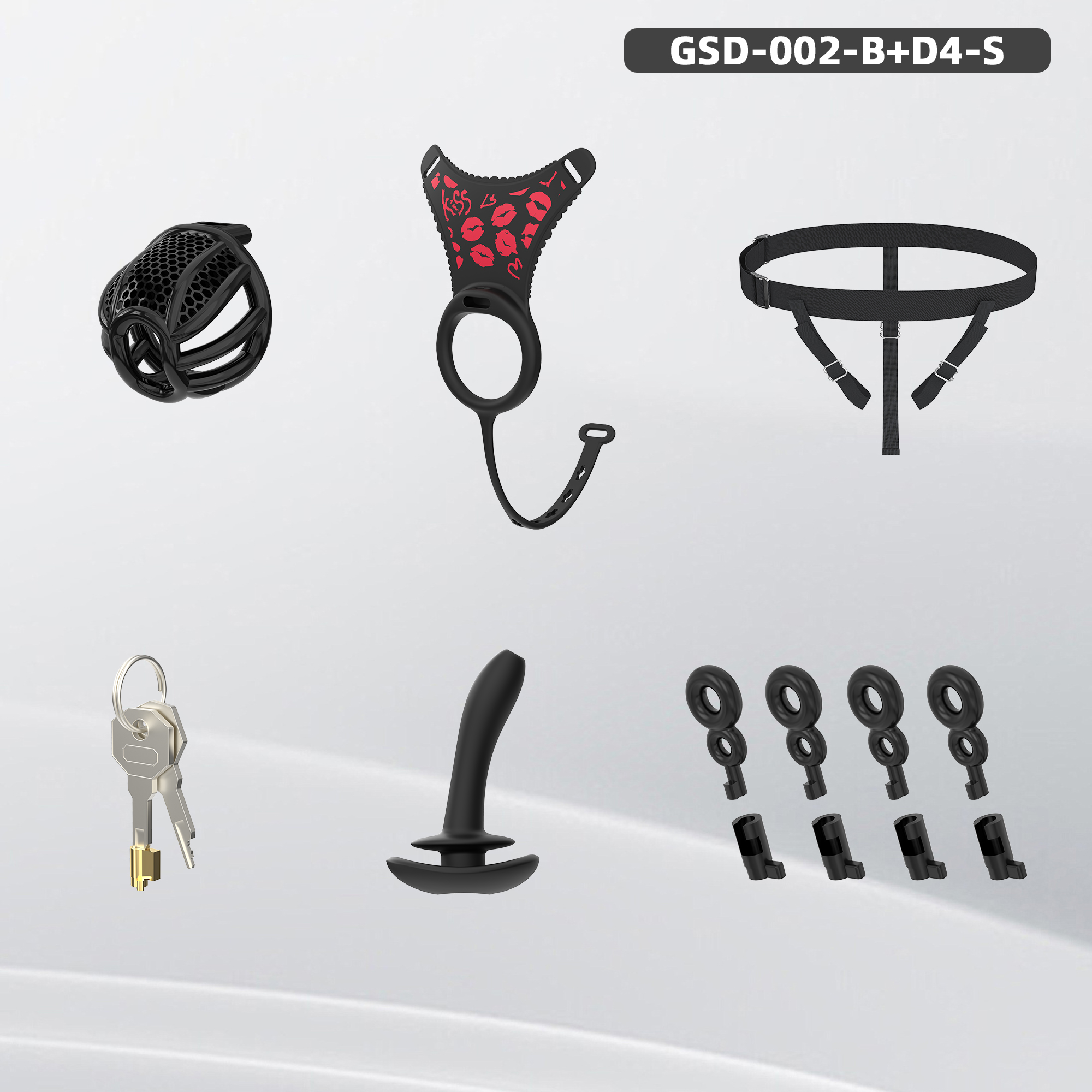 Remote Control Silicone Chastity Device with Adjustable Angle Anal Plug – Breathable Cage System (S/M/L) 