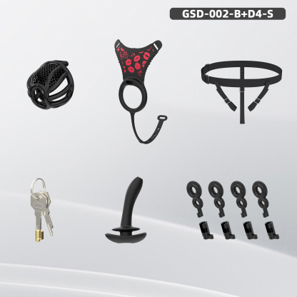 Remote Control Silicone Chastity Device with Adjustable Angle Anal Plug – Breathable Cage System (S/M/L) 