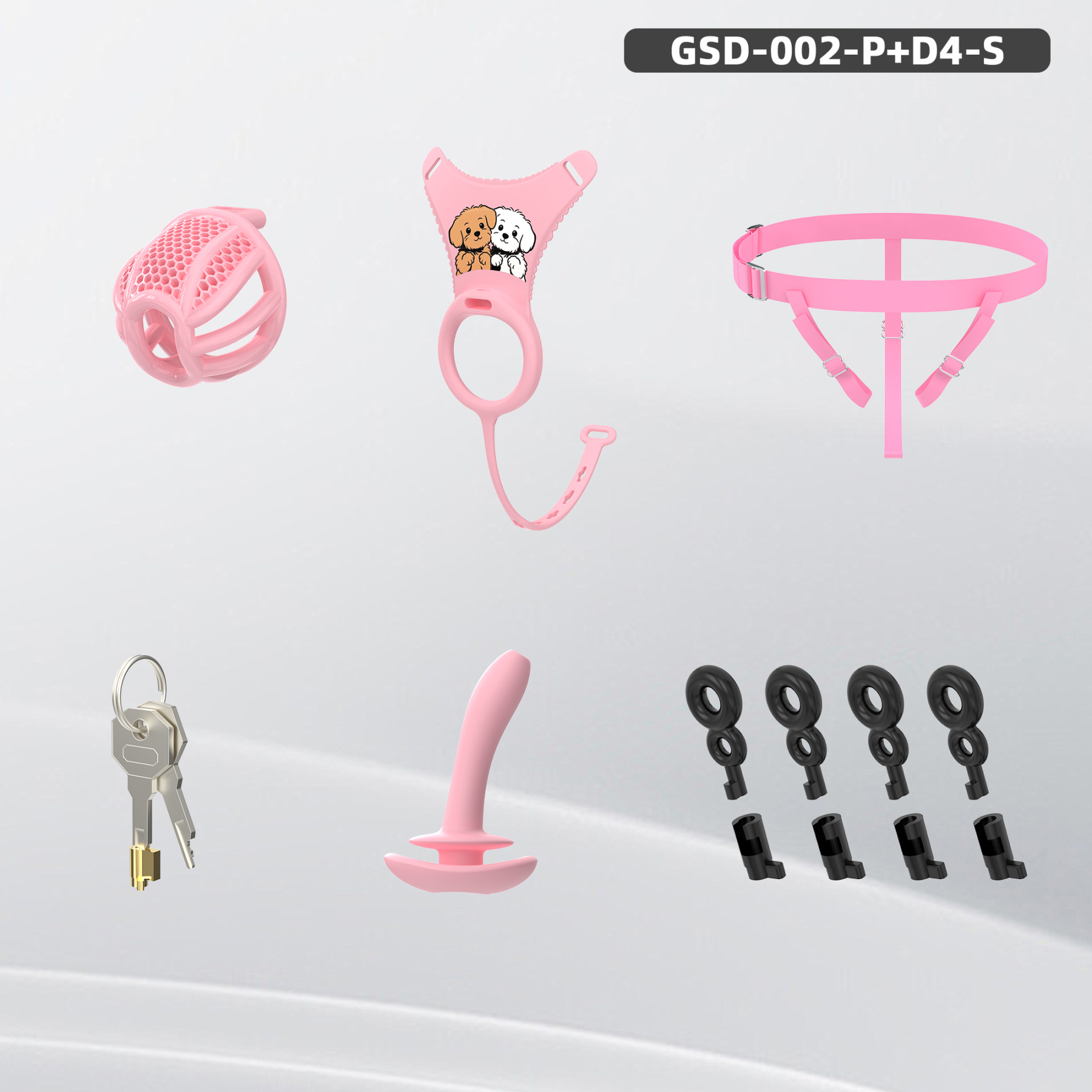 Remote Control Silicone Chastity Device with Adjustable Angle Anal Plug – Breathable Cage System (S/M/L) 