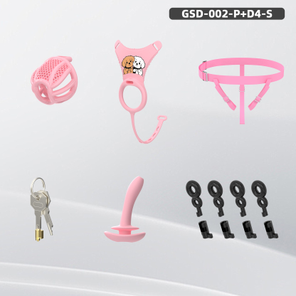 Remote Control Silicone Chastity Device with Adjustable Angle Anal Plug – Breathable Cage System (S/M/L) 