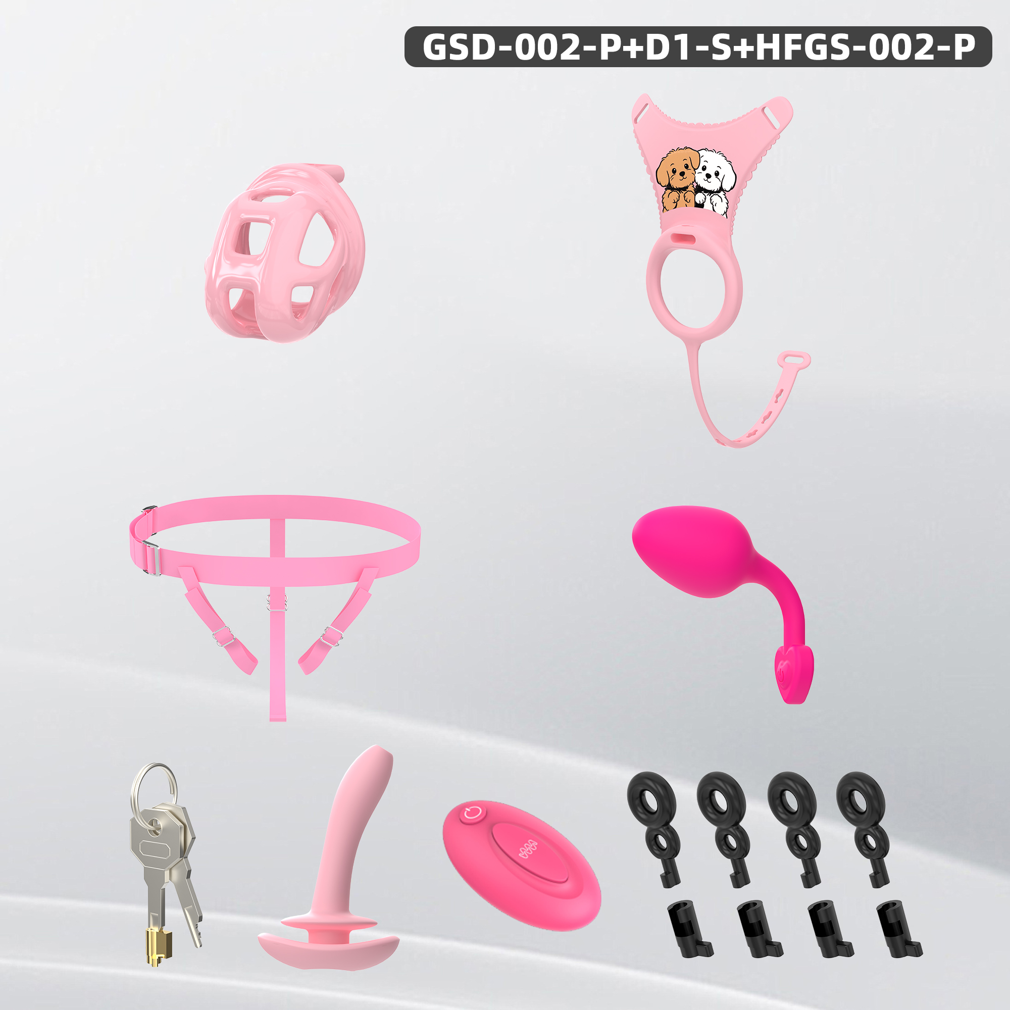 Leopard Print Wearable Chastity Cage with Remote Vibrating Plug