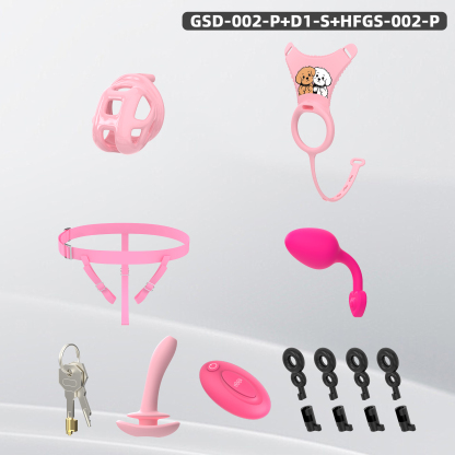 Leopard Print Wearable Chastity Cage with Remote Vibrating Plug