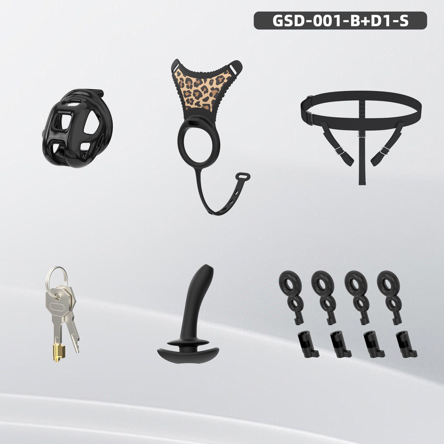Leopard Print Wearable Chastity Cage with Remote Vibrating Plug