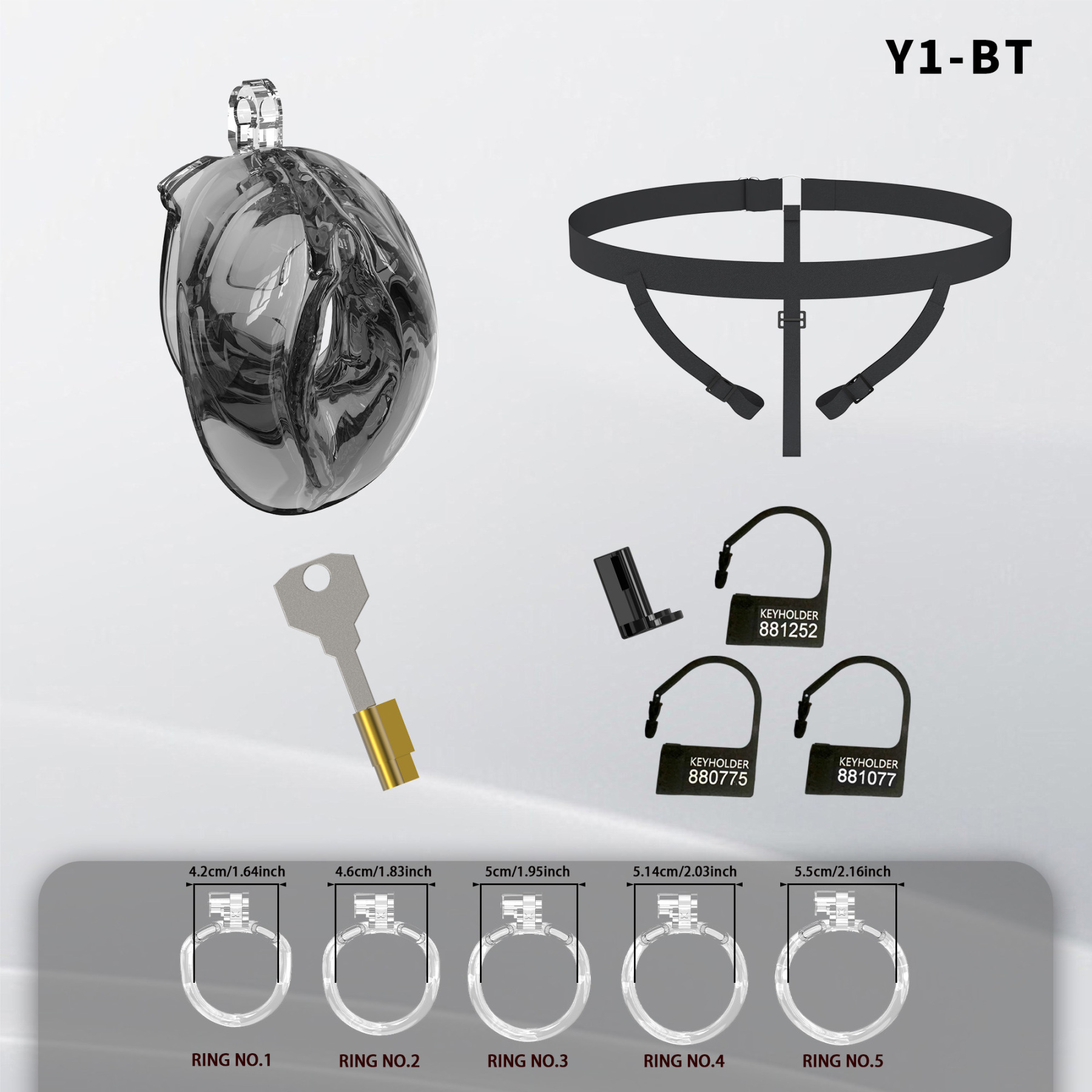 Soft Silicone Male Chastity Cage with 5 Locking Rings