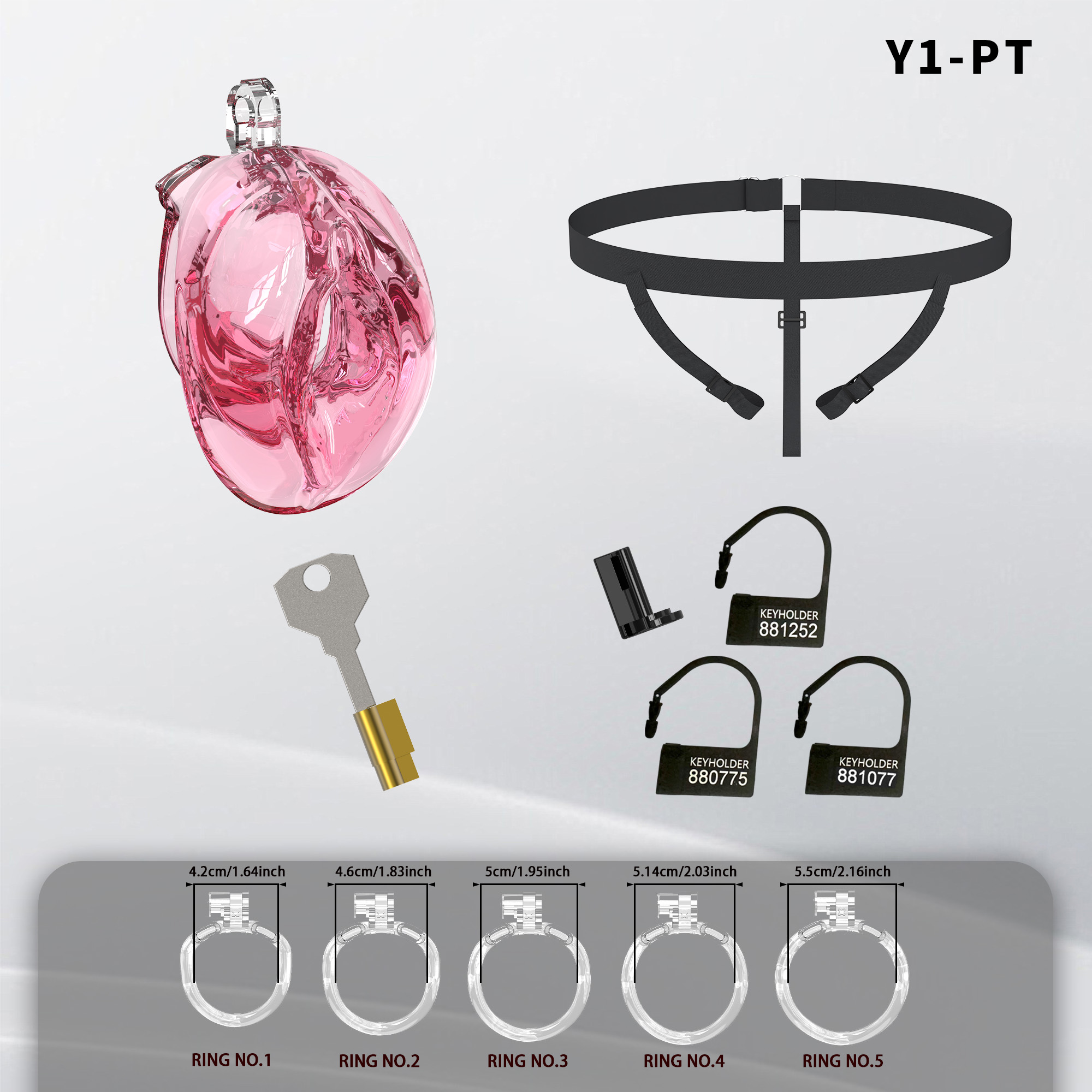 Soft Silicone Male Chastity Cage with 5 Locking Rings