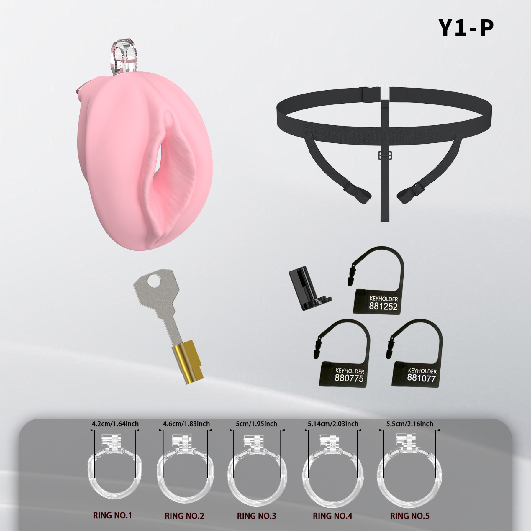 Soft Silicone Male Chastity Cage with 5 Locking Rings