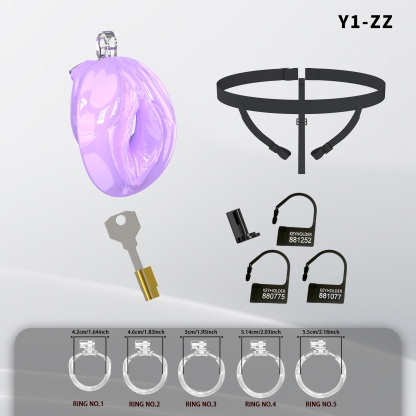 Soft Silicone Male Chastity Cage with 5 Locking Rings